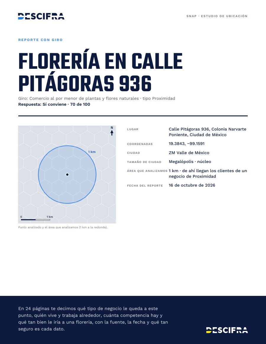 Portada del reporte: Florería en Calle Pitágoras 936
